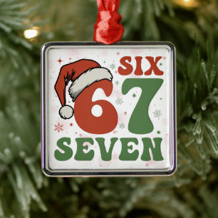 Ornamento De Metal Seis Sete 67 Chapéu de Papai Noel Engraçado Natal
