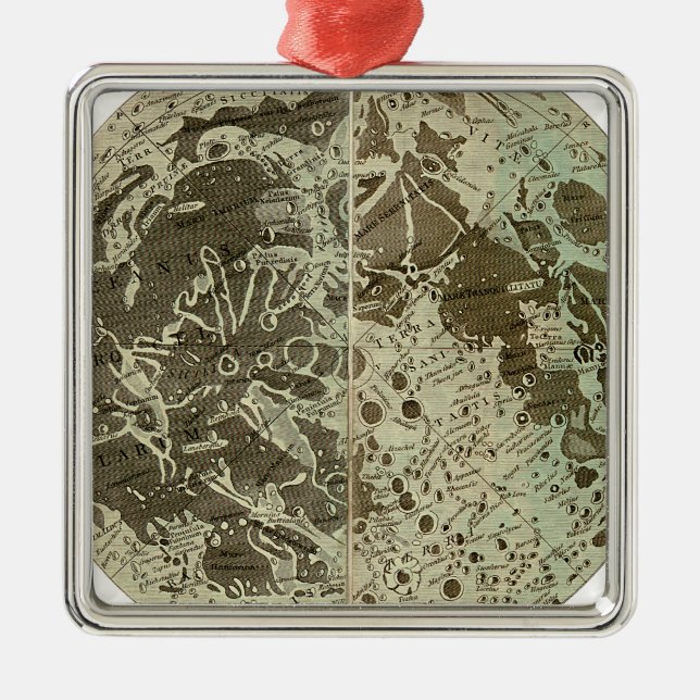 Ornamento De Metal Selenografia de Bowles ou Mapa da Lua - 1780 (Frente)