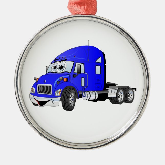 Ornamento De Metal Semi Truck Cab Blue (Frente)