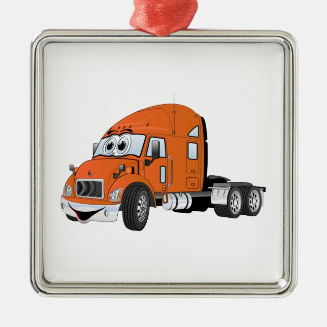 Ornamento De Metal Semi Truck Cab Orange (Frente)