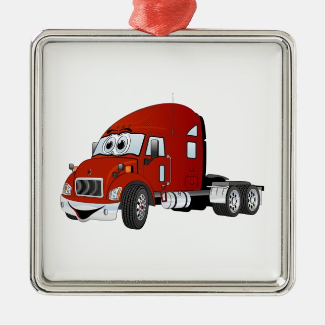 Ornamento De Metal Semi Truck Cab Red (Frente)