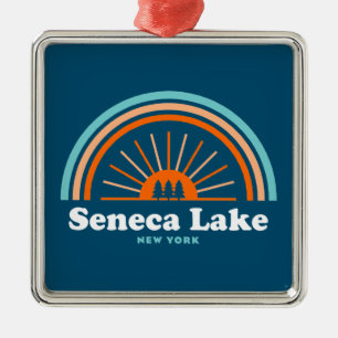 Ornamento De Metal Seneca Lake New York Rainbow