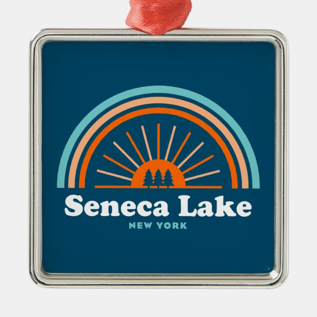 Ornamento De Metal Seneca Lake New York Rainbow (Frente)