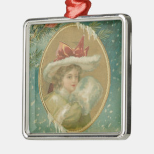Ornamento De Metal Senhora do Natal do Victorian do vintage