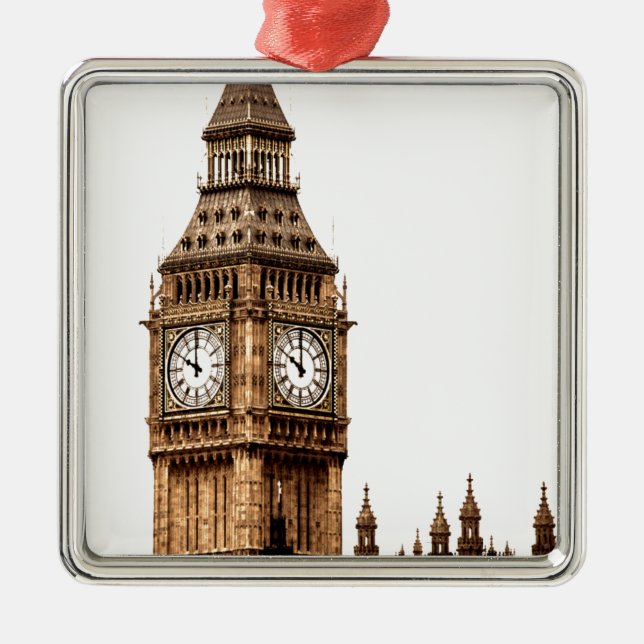 Ornamento De Metal Sepia Big Ben Tower (Frente)