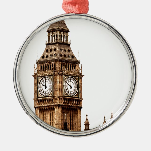 Ornamento De Metal Sepia Big Ben Tower (Frente)