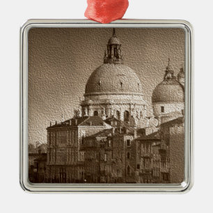 Ornamento De Metal Sepia - Efeito de Papel Venice Grande Canal