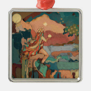 Ornamento De Metal Sereia Mystical das estrelas dos Pastels de Tuscan