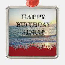 Serene Sunset Sobre Oceano Feliz Aniversário Jesus