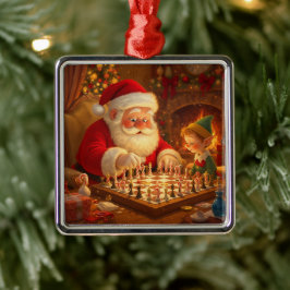 Ornamento De Metal Sessão de Estratégia do Papai Noel