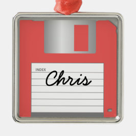 Ornamento De Metal Seu nome é Classic 3,5" Red Floppy Disk Ornament