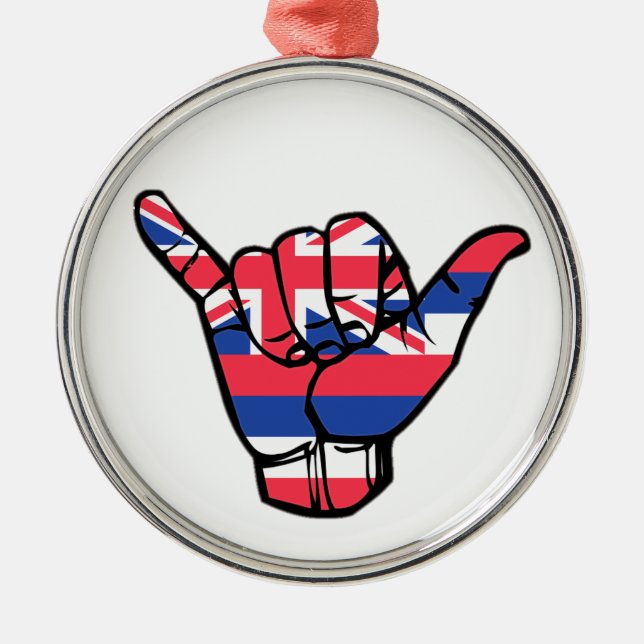 Ornamento De Metal Shaka Hawaii Flag (Frente)