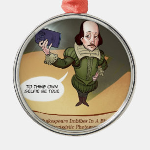 Ornamento De Metal Shakespeare Tira Selfie Engraçado
