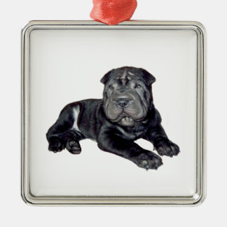 Ornamento De Metal Shar Pei chinês - cachorrinho preto