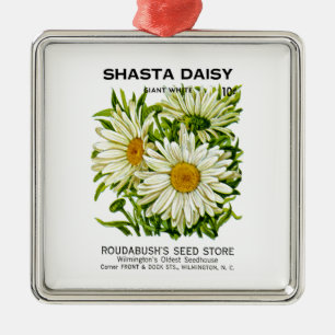 Ornamento De Metal Shasta Daisy Vintage Seed Packet
