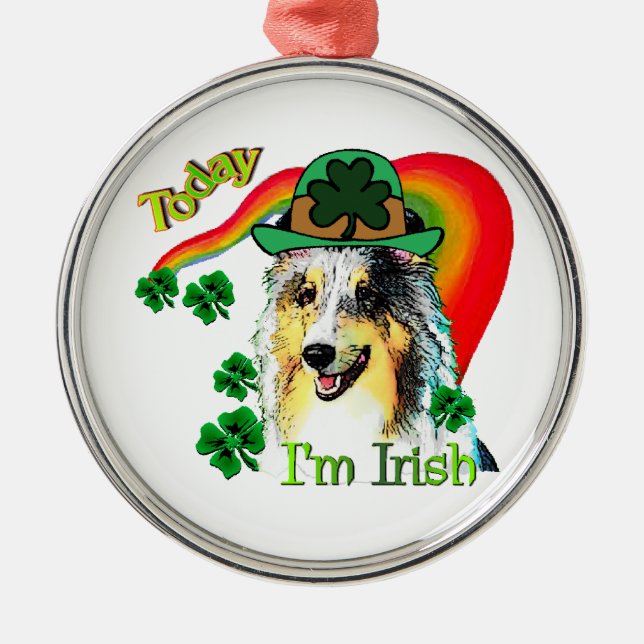 Ornamento De Metal Shetland Sheepdog St Patricks (Frente)