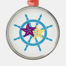 Ornamento De Metal Ship wheel helm starfish