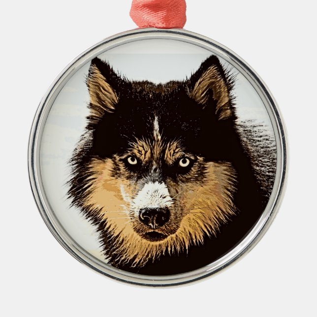 Ornamento De Metal Siberian Husky (Frente)