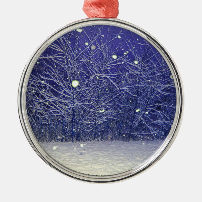Ornamento De Metal Silent Night Snowfall (Frente)