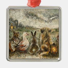 Ornamento De Metal Silent Watching Whimsical Farmhouse Animals 