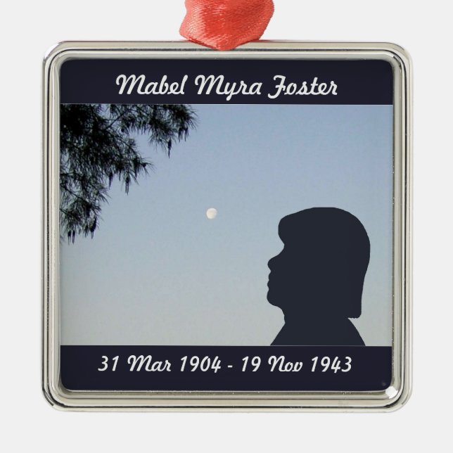 Ornamento De Metal Silhouette Memorial Ornament - Mulher mais velha (Frente)