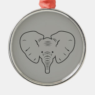 Ornamento De Metal Silhueta de rosto de elefante