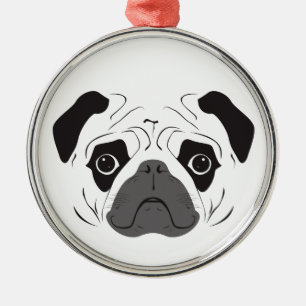 Ornamento De Metal Silhueta de rosto de pug
