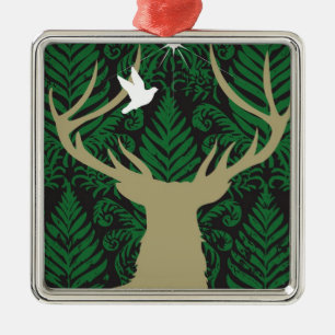 Ornamento De Metal Silhueta de um cervo, de uma pomba e de uma