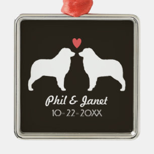 Ornamento De Metal Silhuetas de Casal de Cães Pastor Australiano Pers