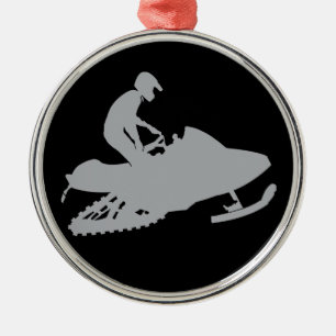 Ornamento De Metal Silver Cinza Snowmobiler