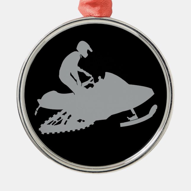 Ornamento De Metal Silver Cinza Snowmobiler (Frente)