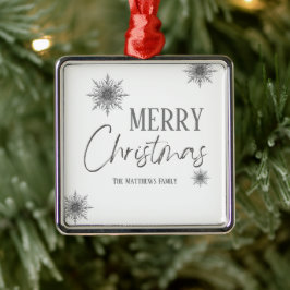 Ornamento De Metal Silver Snowflake Feliz Natal