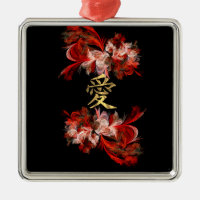 Símbolo de amor chinês em fractal vermelho