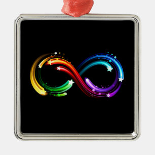 Ornamento De Metal Símbolo do infinito de cometas arco-íris