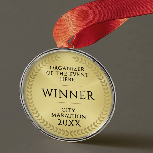 Ornamento De Metal Simple Gold Black Recognition Gala  Award Medal (Criador carregado)