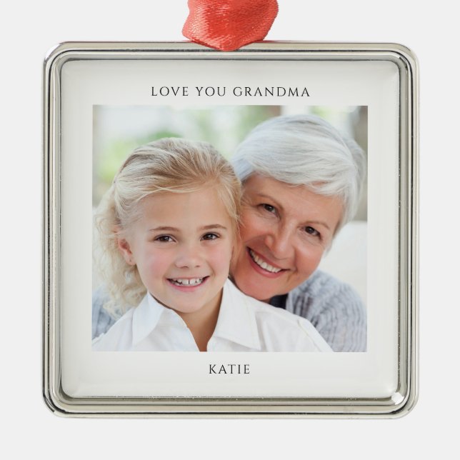Ornamento De Metal Simple Grandma Photo Personalized  (Frente)