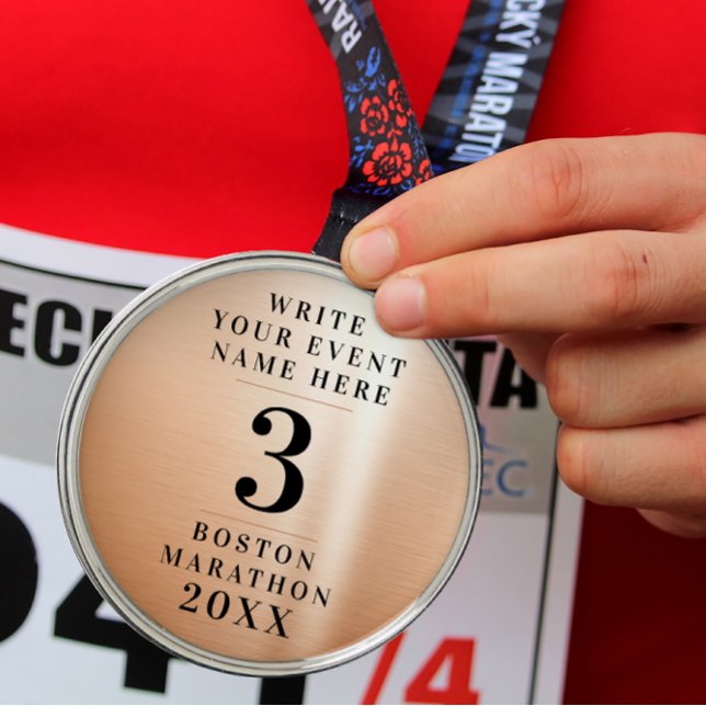 Ornamento De Metal Simples Competição Medalha de Bronze Clássico 3º P (Criador carregado)