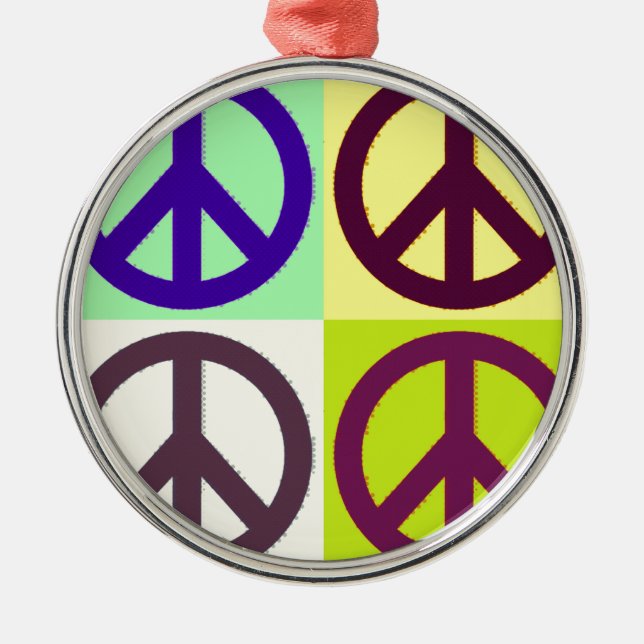 Ornamento De Metal Sinal de Paz - Arte Pop (Frente)