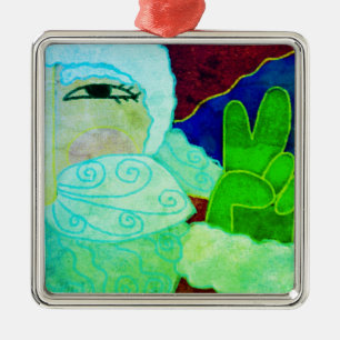 Ornamento De Metal Sinal de Paz Santa Claus Abstrato Art