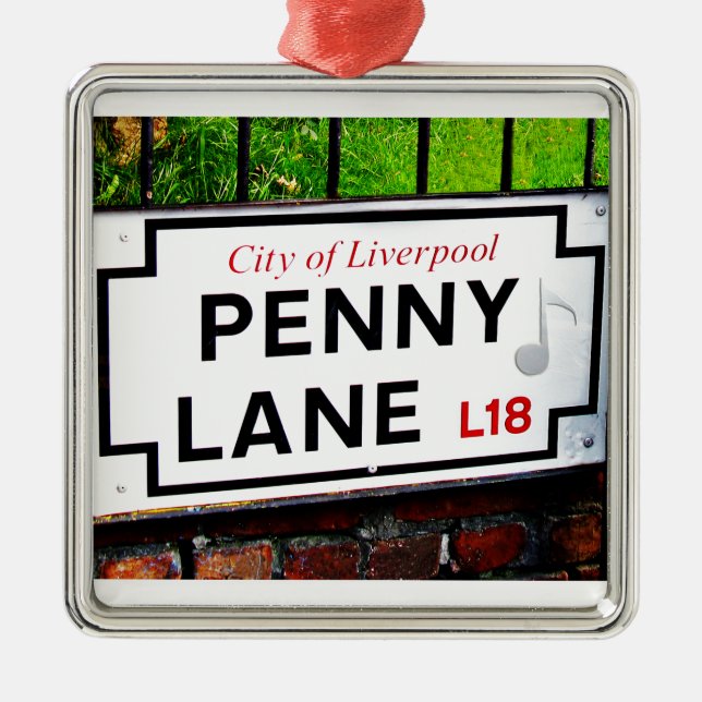 Ornamento De Metal Sinal de Penny Lane da cidade de Liverpool, Inglat (Frente)