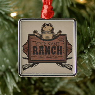 Ornamento De Metal Sinal de Ranhura Ocidental do Cowboy Guns do NOME 