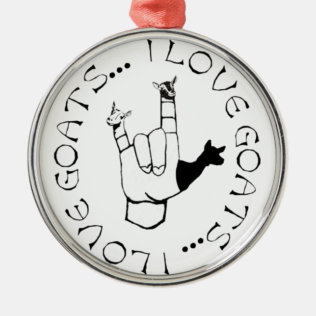 ORNAMENTO DE METAL SINAL DO ASL EU AMO CABRAS! (Frente)