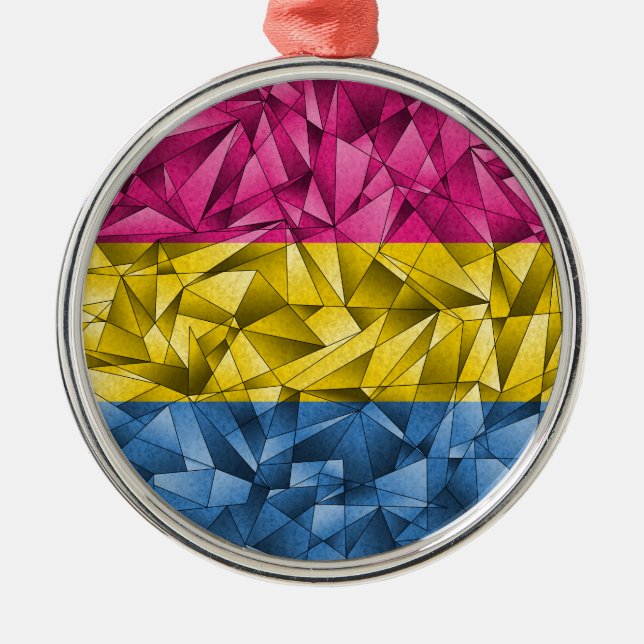 Ornamento De Metal Sinalizador do Orgulho Pansexual dos Triângulos Fr (Frente)