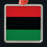 Ornamento De Metal Sinalizador vermelho, preto e verde<br><div class="desc">As três cores pan-africanas na bandeira representam: RED: o sangue que une todas as pessoas da ancestralidade negra africana, e derramou pela libertação; BLACK: pessoas negras cuja existência como nação, mas não como estado-nação, é afirmada pela existência da bandeira; e GREEN: a riqueza natural abundante da África. Vintage Old School...</div>