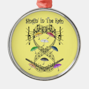 Ornamento De Metal ~ Singin dos guarda-chuvas' no ~ da escala musical