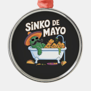 Ornamento De Metal Sinko de Mayo Cinco De Mayo Cacto Engraçado