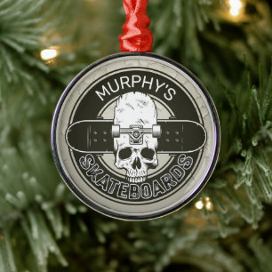 Ornamento De Metal Skate de Skull Skateboarding do NOME DA PÁGINA Pe