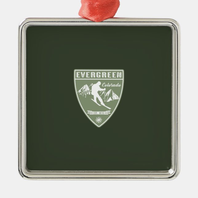 Ornamento De Metal Ski Evergreen Colorado (Frente)