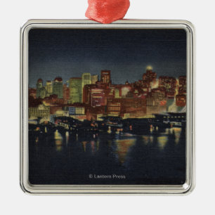 Ornamento De Metal Skyline da noite "da cidade da rainha do