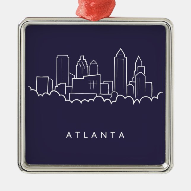 Ornamento De Metal Skyline de Atlanta (Frente)